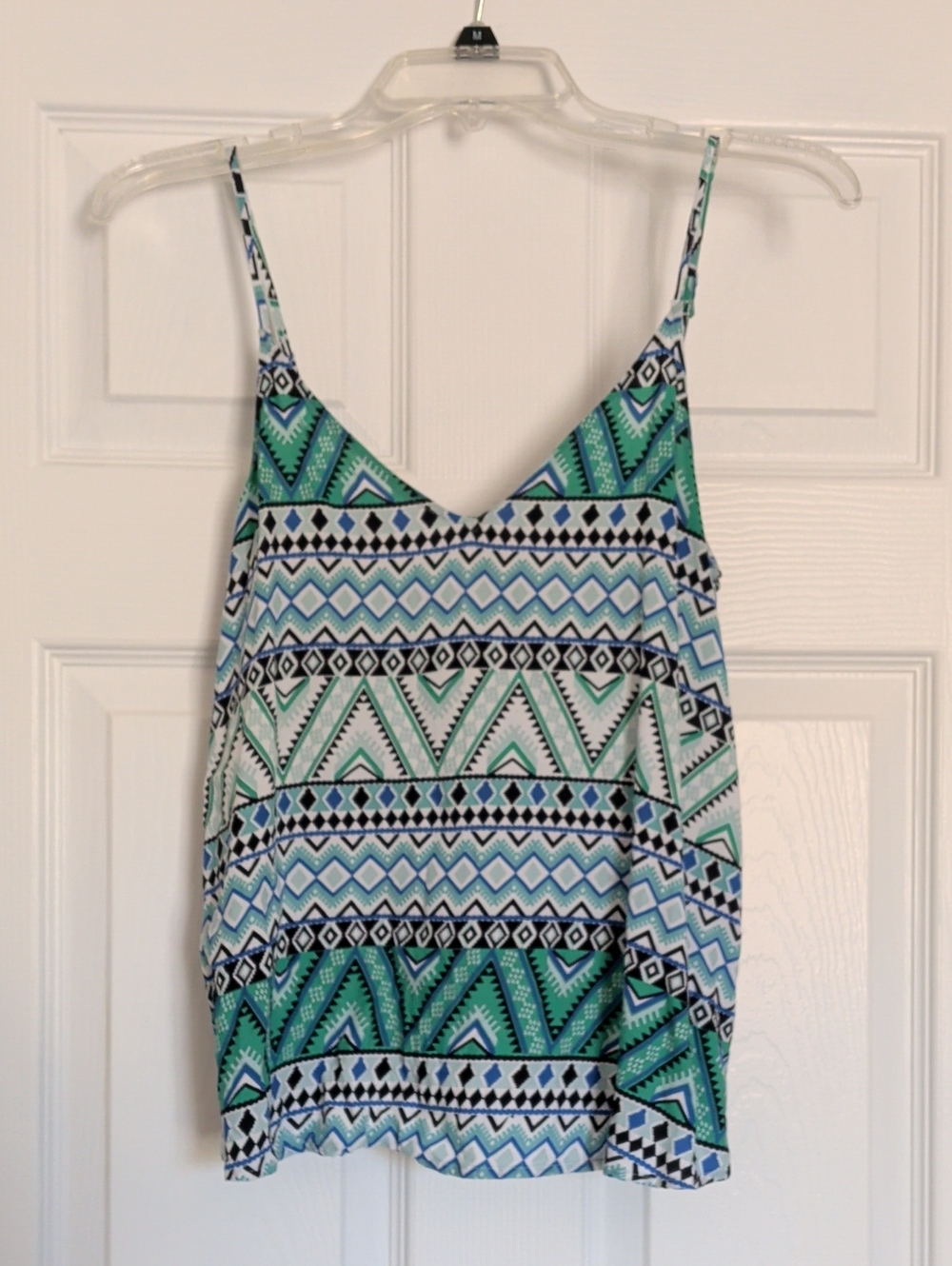 H&M Green & Blue Geometric Print Spaghetti Strap Cami